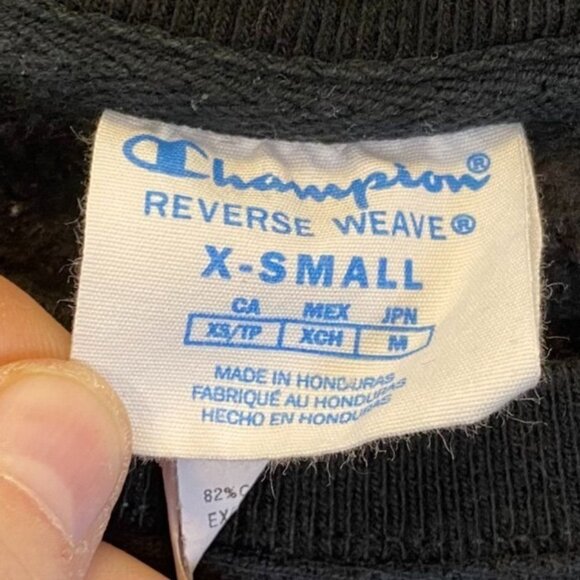 Champion Men's Crewneck Sweatshirt XS  Reverse Weave Black Cotton/Polyester - Picture 5 of 9